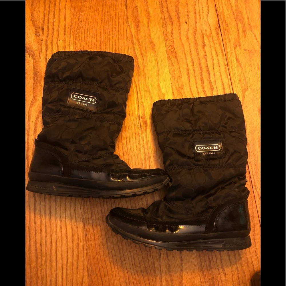 Coach Logo Print Black Snow-boots Size9